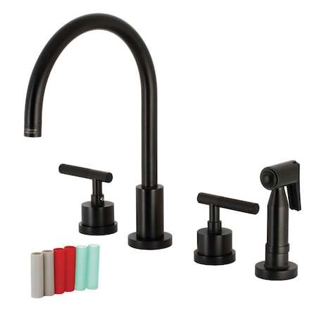 Kingston Brass KS8720CKLBS Widespread Kitchen Faucet with Brass Sprayer, Matte Black KS8720CKLBS